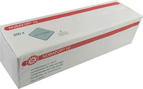 NOBATOP 12 Vliesstoffkompressen 200 Stück Kompressen 6-fach Vlieskompressen (7.5 cm x 7.5 cm)