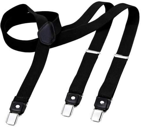 DonDon Hosenträger Herren schwarz schmal 2,5 cm - Extra starke Clips für Anzug - Hosenträger Herren extra stark - Ideal für Männer oder Damen Rockabilly Suspenders