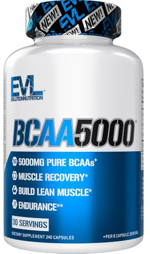 BCAAs Amino Acids Supplement for Men - EVL 2:1:1 5g BCAA Capsules for Post Workout Recovery and Lean Muscle Builder for Men - BCAA5000 Branched Chain Amino Acids Nutritional Supplement - 30 Servings