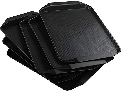 Neadas Bandeja Bandejas de Plástico para Servir Alimentos Rectangular, Color Negro, 6 Unidades