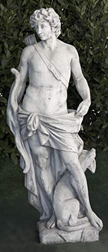 AnaParra Statue classique Apollo 37x30x140 cm Matériau: béton pierre Poids: 153 kg Couleur: gris Sculpture romaine de jardin pour extérieur style anglais