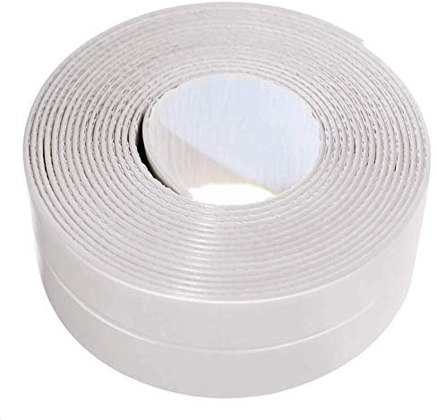 JEMESI 335x3.8CM Bande de douche bande D'étanchéité Joint de douche Salle de bains joint silicone baignoire PE auto-adhésive cuisine Coin calfeutrage(Blanc)