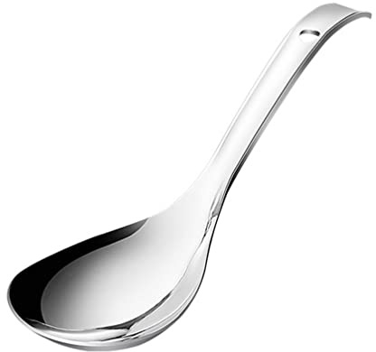 BESTonZON Reislöffel Chinesische Suppenlöffel Edelstahl Reisschaufel Reiskocher Schaufel mit Langem Griff Asialöffel Vorlegelöffel Küchenhelfer für Zuhause Küche Suppe Hochzeit Party Besteck
