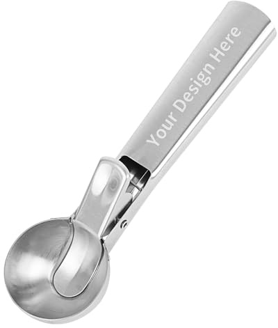Muka Custom Stainless Steel Ice Cream Scoop with Trigger, Personalized Ice Cream Spoon, Laser Engraved-Silver