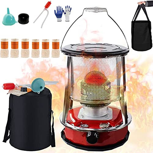 Große Petroleumofen Heizung Heizer Mit Umfallschutz Heizstrahler, Campingkocher Aus Edelstahl Für Innenräume, Effiziente Heizung, 4.6L，Außenheizung, abgelegenes Camping, Eisfischen (Color : Red)