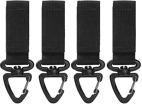 TRIWONDER Portachiavi da Cinturone Tattico con Moschettone, Gancio Portachiavi Militare in Nylon per Caccia Escursioni Polizia e Guardia Giurata (B - Nero - 4 Pezzi)
