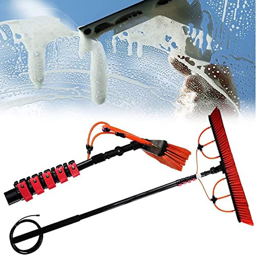 YEITH Spazzola per Vetri Estensibile, Spazzolone per Fotovoltaico, Asta di Pulizia per Vetri A Scomparsa, Kit Pulizia Pannelli Fotovoltaici, Strumenti Pulizia All'aperto,9m/30FT