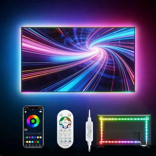 Daymeet Luci Led per TV Led Retroilluminazione 5M USB TV Led Striscia di luce per TV 55-85 pollici TV/Monitor dietro RGBIC Led TV Luci con telecomando, sincronizzazione musicale Bluetooth APP Control