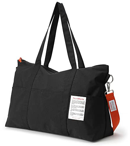 Tuscall Reisetasche Handgepäck Tasche Leicht Sporttasche Reise Weekender Waschbar für Damen Herren, Wochenendtasche Faltbare Strandtasche für Ausflüge, Gym, Übernachtungen, Flugzeug (Schwarz)