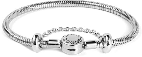 GNOCE Bracciale Con Ciondoli In Acciaio Inossidabile Never Fade Bracciale Con Ciondoli A Catena A Serpente In Metallo Unico Per Donna Uomo (18cm)