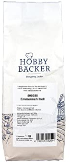 Hobbybäcker Emmermehl hell (1 kg), gut verträglich, Urgetreide, vielseitig einsetzbares Mehl zum Kochen und Backen, ideal für Vorratshaltung