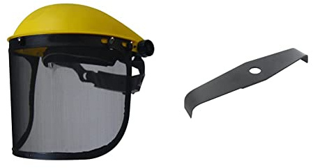 Greenstar 10212 Visière professionnelle à écran grillagé relevable F439 & Lame de rechange 2 dents 23754 spéciale ronces pour débroussailleuse, Tranchant de 320 mm, Alésage : 25,4 mm, Épaisseur : 3 mm