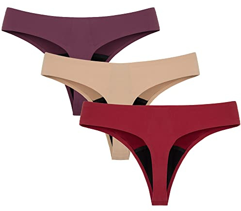 Mordlanka Period Underwear for Women Nylon Period Thong Leak Proof Panties Sexy Period Panties Multicolor