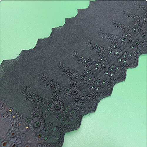 Wambere Vintage Hohle Stickerei Baumwolle Spitzenband Dekoband Zierband Spitzenstoff Spitzenborte Borte für Nähen Handwerk Weihnachtsdekoration Hochzeit Vorhang Deko Geschenkbox 11cmx3Yard,Schwarz