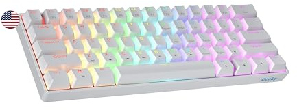 Geeky GK61 SE 60% | Clavier de Jeu Mécanique | 61 Touches Multicolores Rétroéclairées RGB LED pour Gaming PC/Mac | ANSI US Clavier Américain (Blanc, Mechanical Brown)