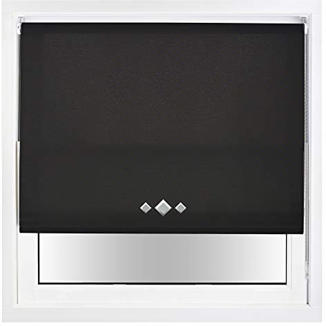 FURNISHED Persianas enrollables Daylight con Ojales de Triple Diamante y herrajes metálicos, recortables - Negro, 70W x 210H cm