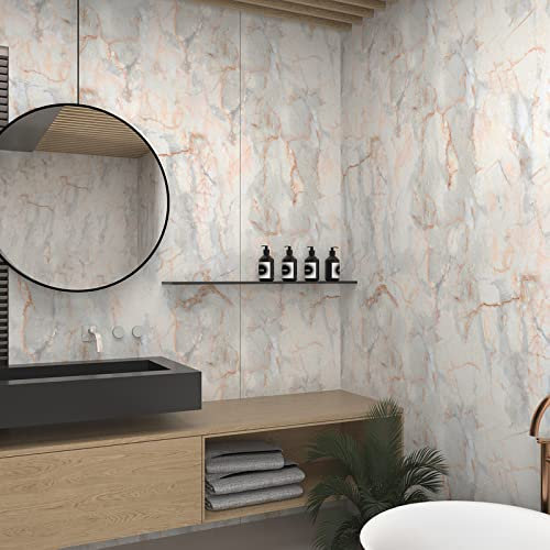 JSEVEM 60CM×9M Hellblau Gold Marmor Selbstklebende Tapete Klebetapete Selbstklebend Möbel Klebefolie Steinoptik Marmoroptik Mamorfolie Folie Wasserfest Möbelaufkleber Wohnzimmer Selbstaufkleben Papier