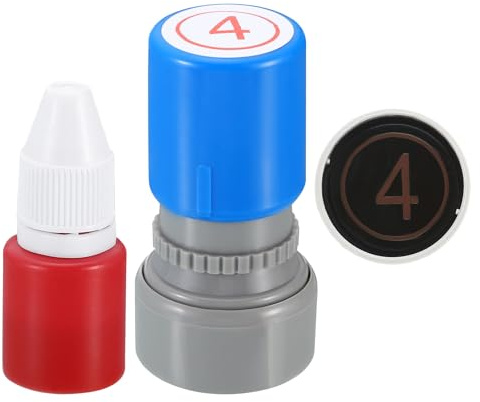 PATIKIL Nummernstempel mit Selbstfärbung, Zahl 4 Nummernstempel Lehrerstempel Initialstempel Tintenstempel für Klassenheft Scrapbooking DIY Handwerk Stil 2, rote Tinte