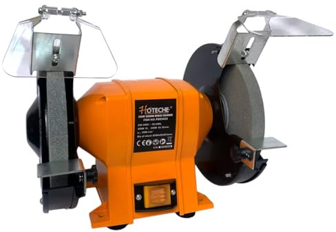 Smerigliatrice mola da banco da 350W 2980 Giri/min Diametro Disco 200mm smerigliatrice elettrica doppia mola affilatrice da banco con schermi protettivi in plexiglass e Piedini in gomma antivibrazione