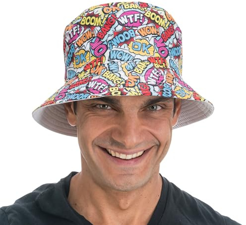 Chaks - Fischerhut 90er Vintage, Sonnenhut für Damen und Herren | Anglerhut im Retro Look, Sommer Accessoire für Festival, Karneval und Gartenparty