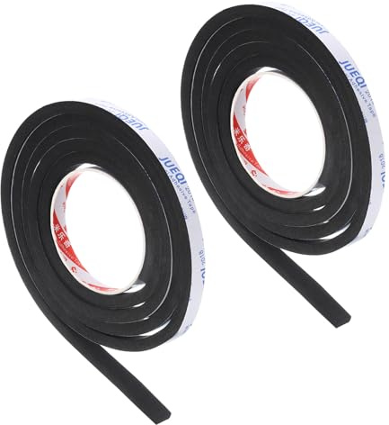PATIKIL Dichtungsband Selbstklebend für Türen, Fensterdichtung 15mm(B)×8mm(D), Moosgummi selbstklebend Türdichtung für große Spalten, wetterfest, schwarz (2 Rollen je 2m lang)