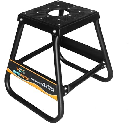 GRAND PITSTOP Heavy Duty Motorcycle Stand - Universal Dirt Bike Maintenance Stand, Powder Coated Steel, Non-Slip Off-Road MX Stand (Black)