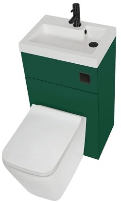 MILANO Green Bathroom Basin Toilet WC Unit Black Flush Button 500 x 890mm