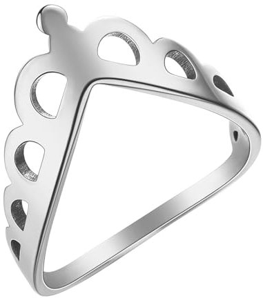 Rings Ring Jewellery Women Men V-Shaped Crown Knuckle Ring Women Men Simple Geometric Everyday Wedding Steel Color