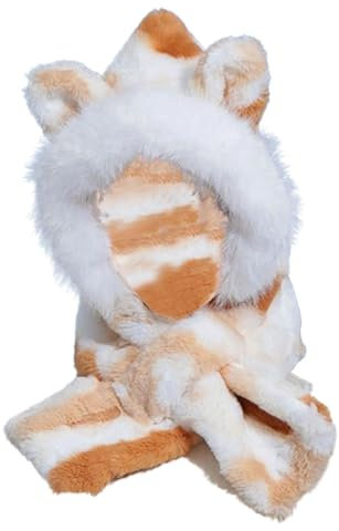 Warmer Kapuzenschal, winddichter Kapuzenschal | Tier-Ohr-Hals-Schal, Ski-Schnee-Mütze,Mit Plüsch gefütterte, winddichte Beanie-Mütze, Halsmanschetten mit Ohrenklappen, Ausrüstung für kaltes Wetter zum