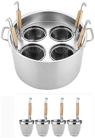 Pentola per La Pasta Cuocipasto, pentola per la pasta, cuocipasto in acciaio inox a 4 fori con cestello/coperchio/divisore, resistenza alle alte e basse temperature/tenuta forte, per cucina