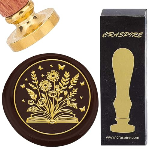 craspire Siegelstempel Aus Blumenwachs Siegelwachsstempel Buch Schmetterling Frühling 30mm Abnehmbarer Stempelkopf Aus Goldenem Messing Mit Holzgriff Für Umschläge Karten Hochzeit Geburtstag Party