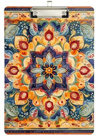 Foiosoh Klemmbrett im Boho-Stil, Vintage-Stil, Blume, legale Größe, Acryl, niedlich, für Lehrer, Portfolio, Klemmbrett, Größe 22,9 x 30,5 cm