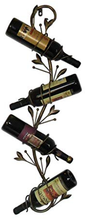 Vintage Wine Racks Wall Holder Metal Bar | Wine Bottle Holder |Floating Shelves Wall Wine Shelf Storage Organizer Industrial Home Decor Design （Holder 4 Bottle）