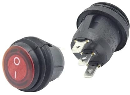 Interrupteur à bascule rond étanche 6 A 250 V CA 12 V 220 V LED rouge, vert, bleu, jaune 10 A 125 V CA(Black,ON-OFF_12V LIGHT)