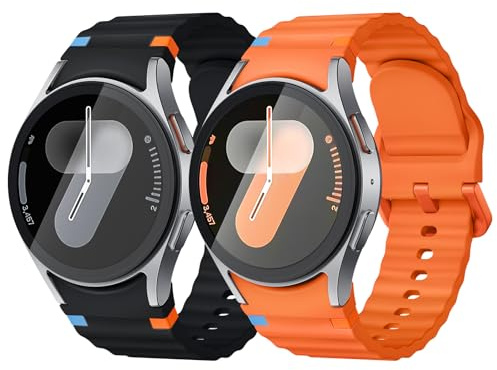 2 par 20 mm armband kompatibla med Samsung Galaxy Watch 7 6 5 4 40 mm 44 mm/6 4 Classic 46 mm 42 mm 47 mm 43 mm/FE/5 Pro 45 mm, för herr och dam. Mjuka silikonsportband utan mellanrum, Taglia Unica
