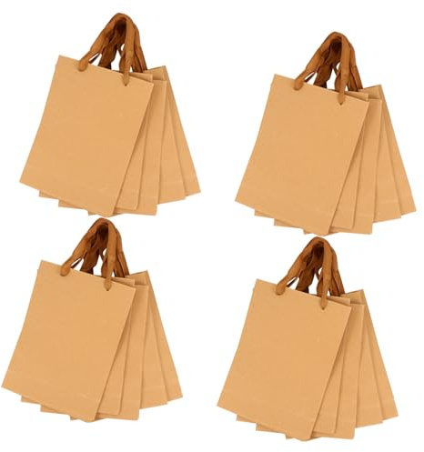 PACKOVE 20stücke Kraftpapiertüte Aus Papier Mit Ausreichend Fassungsvermögen Faltbarem Design Und Bequemer Griff Für Einkäufe Geschenke Und Verschiedene Anlässe