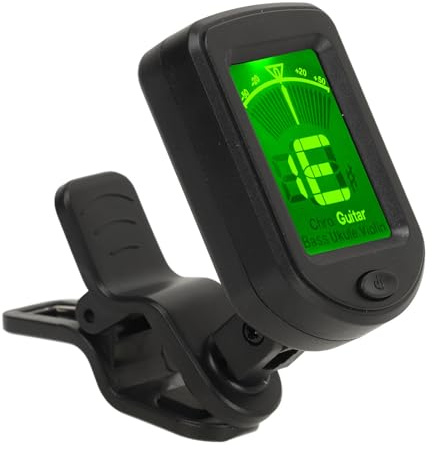 POENVFPO Chromatic Clip On Guitar Tuner, Digital Electronic Tuner with High Accuracy for Acoustic Electric Bass Violin Mandolin Banjo (Guitar Ukulele Violin)