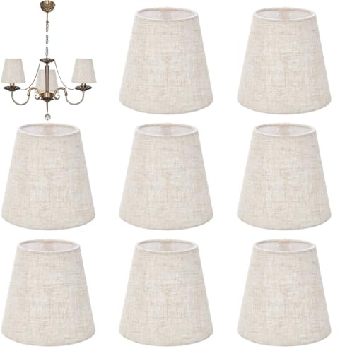 UNICRAFTALE 8 Stück Kronleuchter Lampenschirme Altdecke Leinen Lampenschirm 9x14x13cm Jute Lampenschirm Kleine Lampenschirme Klemmbare Glühbirnen LampenschirmeS Für Tischlampe Kronleuchter Lampe