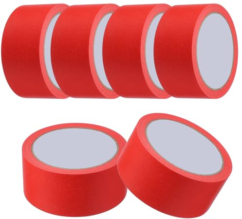 QUARKZMAN Ruban De Masquage 45 mm x 20 Mètres Ruban De Peintre Rouge Rubans De Peinture Pour DIY Artisanat Arts Dessin Décoration Étiquetage Peinture Artistes Enseignants, Lot De 6