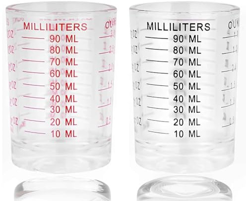 Foonary 2 Stück Messbecher 90ml Schwarz Rot Cocktail Messbecher Messbecher Klein Glas Messbecher Cocktail Zubehör Küche Bar Party Cocktail Tequila Wodka Kaffee Schnapsgläser