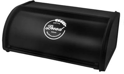 XIEHYA Portapane In Metallo Contenitore for il pane vintage, decorazione in ferro, grande capacità, con coperchio, organizer for dispensa, bancone di casa, ristorante(Black L)