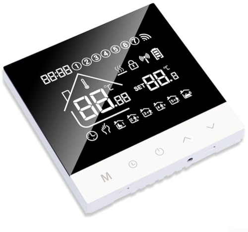 Thermostat sans fil avec contrôle par application pour systèmes de chauffage au sol électrique avec programmation de 7 jours et fonction de démarrage optimale pour l'efficacité énergétique