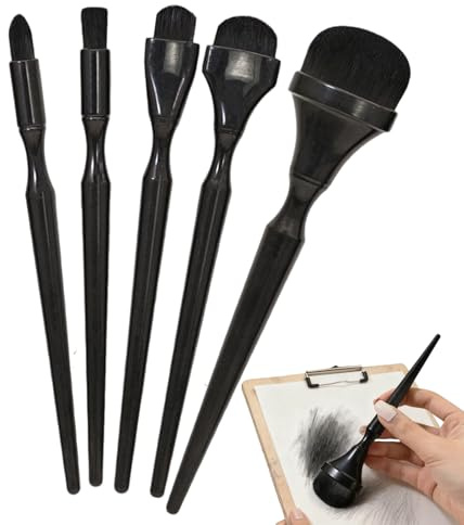 Demsyeq Charcoal Blending Brushes - Painting Tools - Pastel Blending Brush Set - for Art Students Teachers Professional Artists Hobbyists DIY Crafters Classroom Studio
