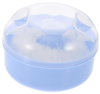 Babypuderbox Blau mit Flauschiger Puderquaste für Babypflege Baden