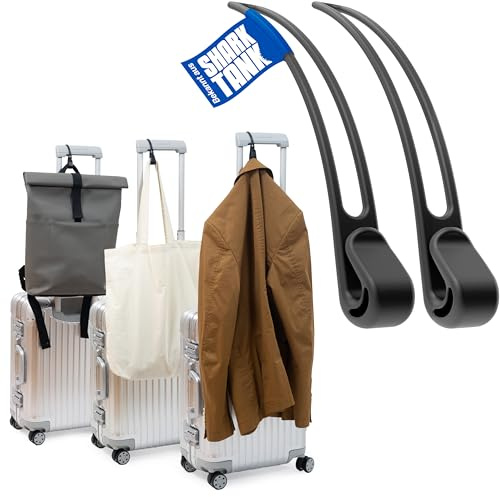 Luggage Hook Bagagekrok för resväska (2 st) – krok för resväska för jacka och väska upp till 10 kg, praktisk resetillbehör flyg, väskhållare resa svart