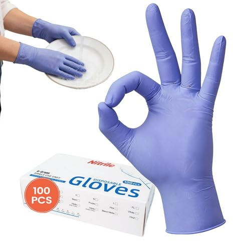 Generico Guanti In Nitrile - Guanti Da Visita In Nitrile, Gunti Monouso Resistenti Blu| Per, La Cottura, Il Lavaggio Delle Stoviglie, L'edilizia Domestica, L'ospedale, L'ufficio Industriale