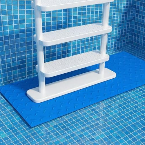 Dasenvo PVC Pool Ladder Mat, Non Slip Waterproof Pad for Above Ground and Inground Pools, Protects Liner from Ladder Pressure (Blue, 9 * 36Inch)