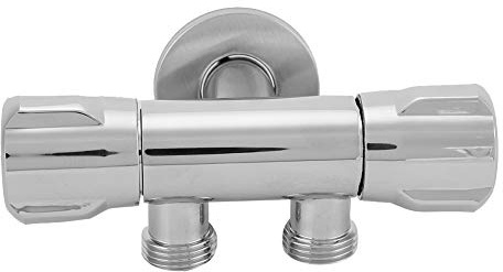 Zerodis Vanne D'angle en Cuivre, Double Sortie avec Poignée Rotative pour Toilettes, Bidet, Douche, Salle de Bain, Plomberie