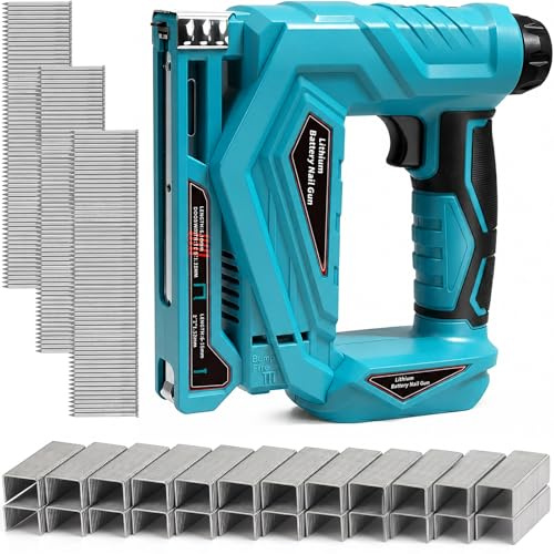 Batteridriven spikpistol kompatibel med Makita 18 V — 2-i-1 18 GA batterihäftare och spikpistol typ 140 med 150 skott/min, inkl. 1 000 spikar och 1 000 klämmor, för möbler, trä, gör-det-själv-projekt
