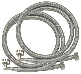 6ft 3/4 FHT 90° Elbow Braided Stainless Steel Washing Machine Supply Hoses, UPC/CUPC Certified Lead-Free Water Lines